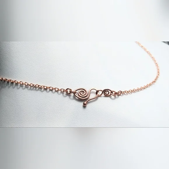 Rose Quartz Bib Necklace Artisan Crafted Copper Jewelry - Picture 8 of 14